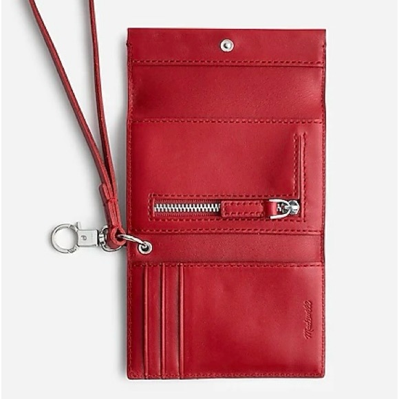 Madewell Red Leather Card Case Wristlet Wallet NWT - Picture 2 of 6